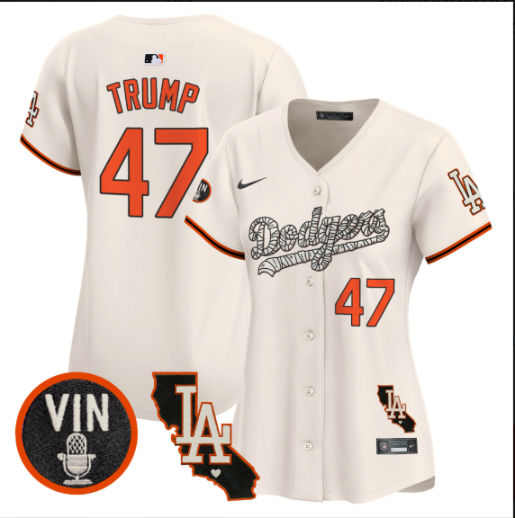 Women Los Angeles Dodgers 47 Trump 2025 cream Limited Stitched Jersey